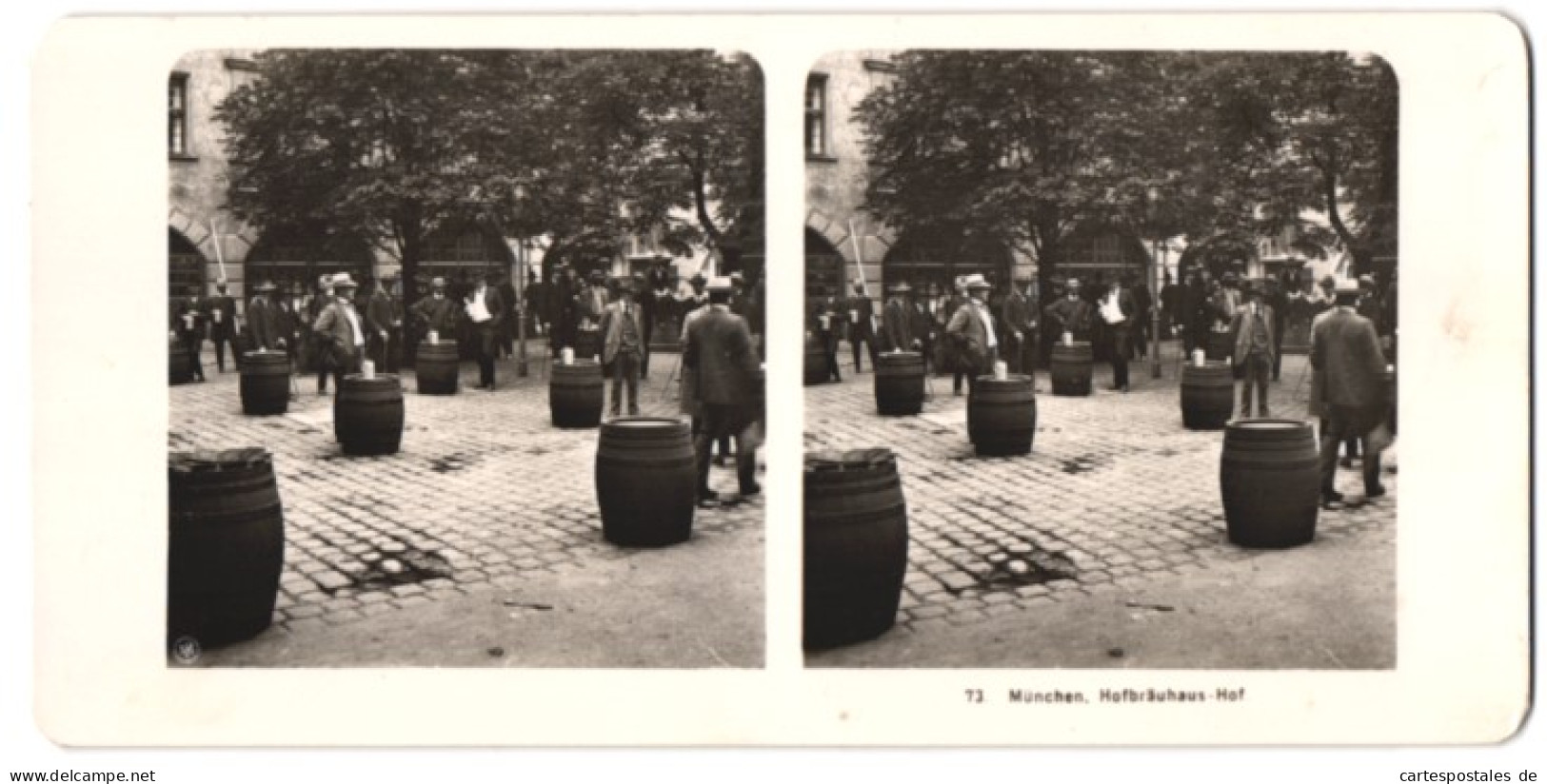 Stereo-Fotografie NPG, Berlin, Ansicht München, Im Hof Des Hofbräuhaus, Bierfässer  - Stereoscopic