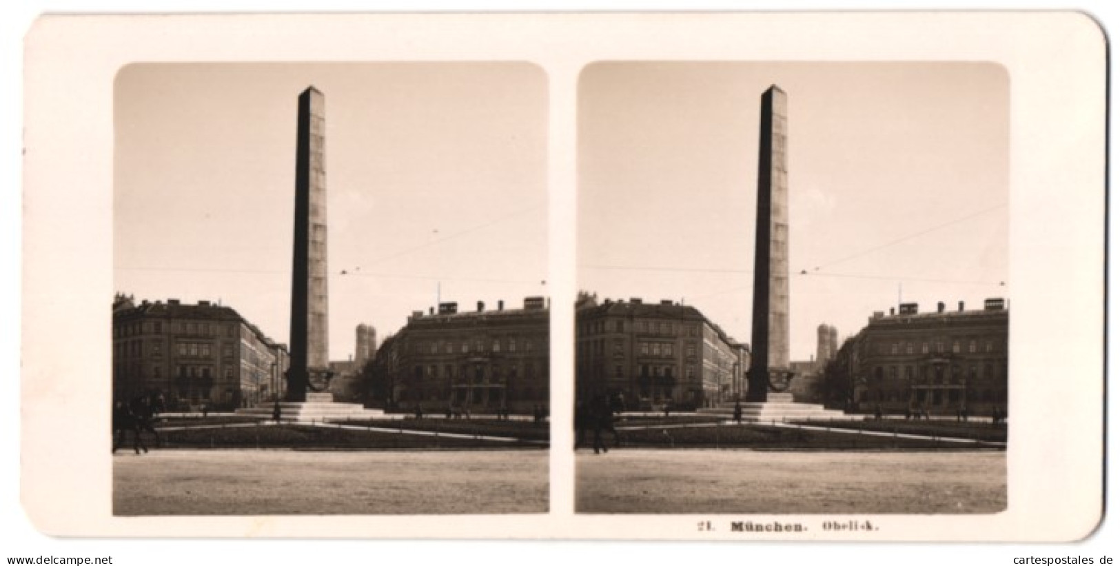 Stereo-Fotografie NPG, Berlin, Ansicht München, Karolinenplatz Mit Dem Obelisk  - Fotos Estereoscópicas