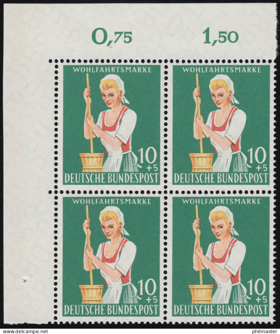 298 Landwirtschaft 10+5 Pf Sennerin ** Eck-Vbl O.l. Zähnung 1-0 - Unused Stamps