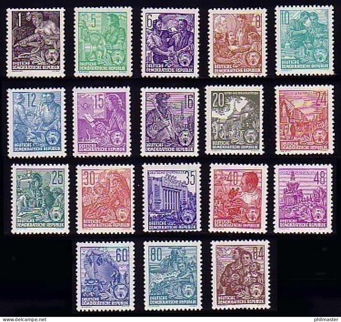 405-422 Fünfjahrplan 1953, Buchdruck-Satz 18 Werte Postfrisch ** / MNH - Nuevos