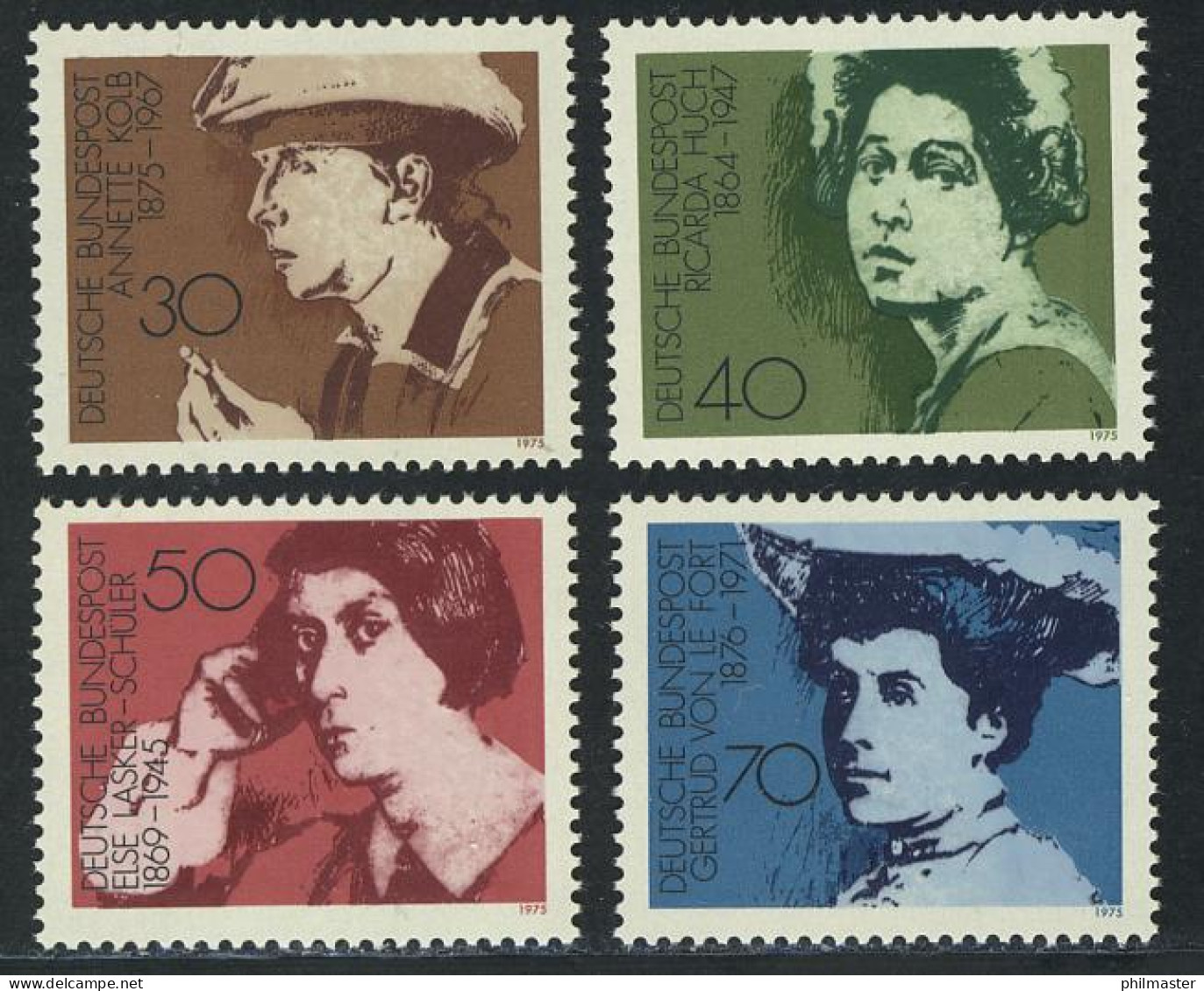 826-829 Bedeutende Frauen: Schriftstellerinnen 1975, Satz ** / MNH - Unused Stamps