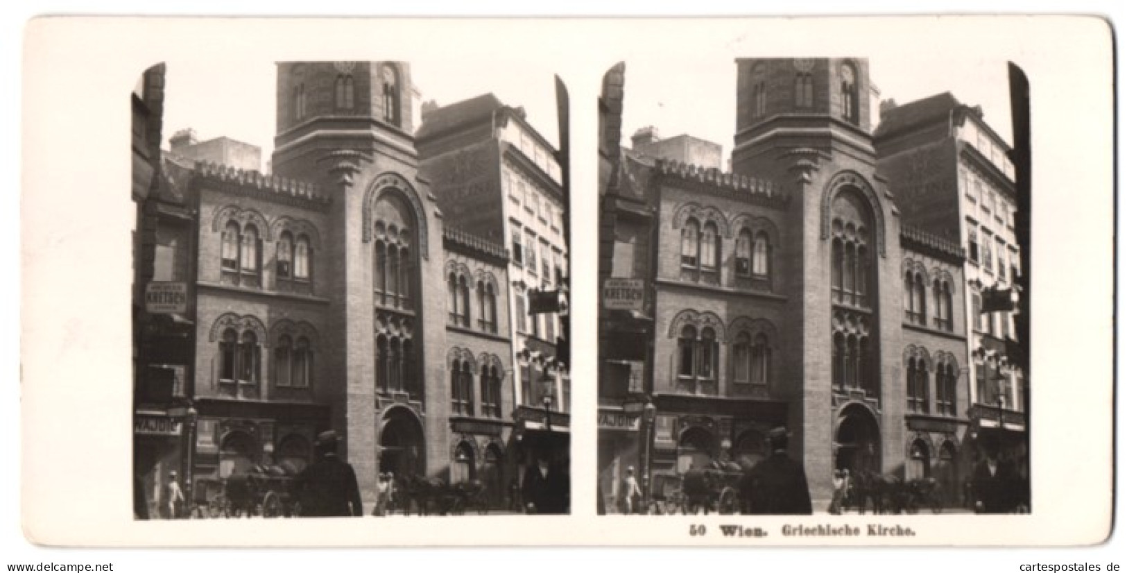 Stereo-Fotografie NPG, Berlin, Ansicht Wien, Blick Auf Die Griechische Kirche  - Stereoscopic