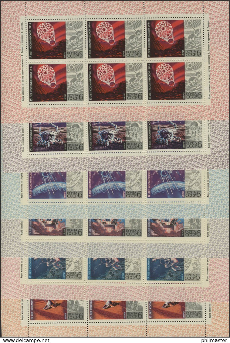 Sowjetunion 4042-4047 Weltraum Raumfahrt Mond 1972: Kleinbogen-Satz ** / MNH - Astronomie