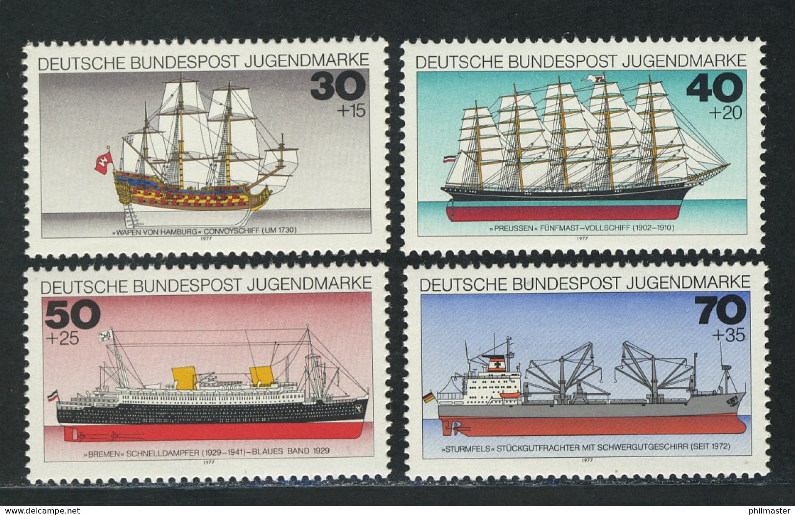 929-932 Jugend Schiffe 1977, Satz ** - Unused Stamps