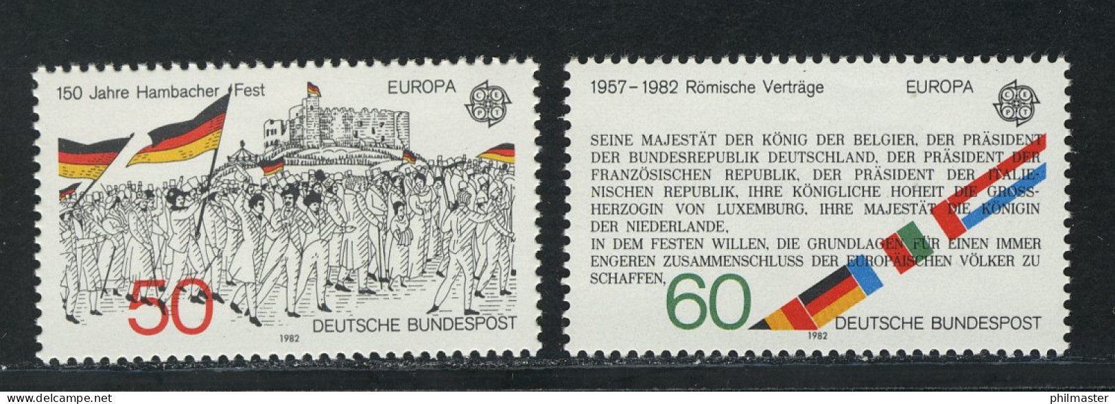 1130-1131 Europa Hambacher Fest, Römische Verträge, Satz Postfrisch ** - Ungebraucht