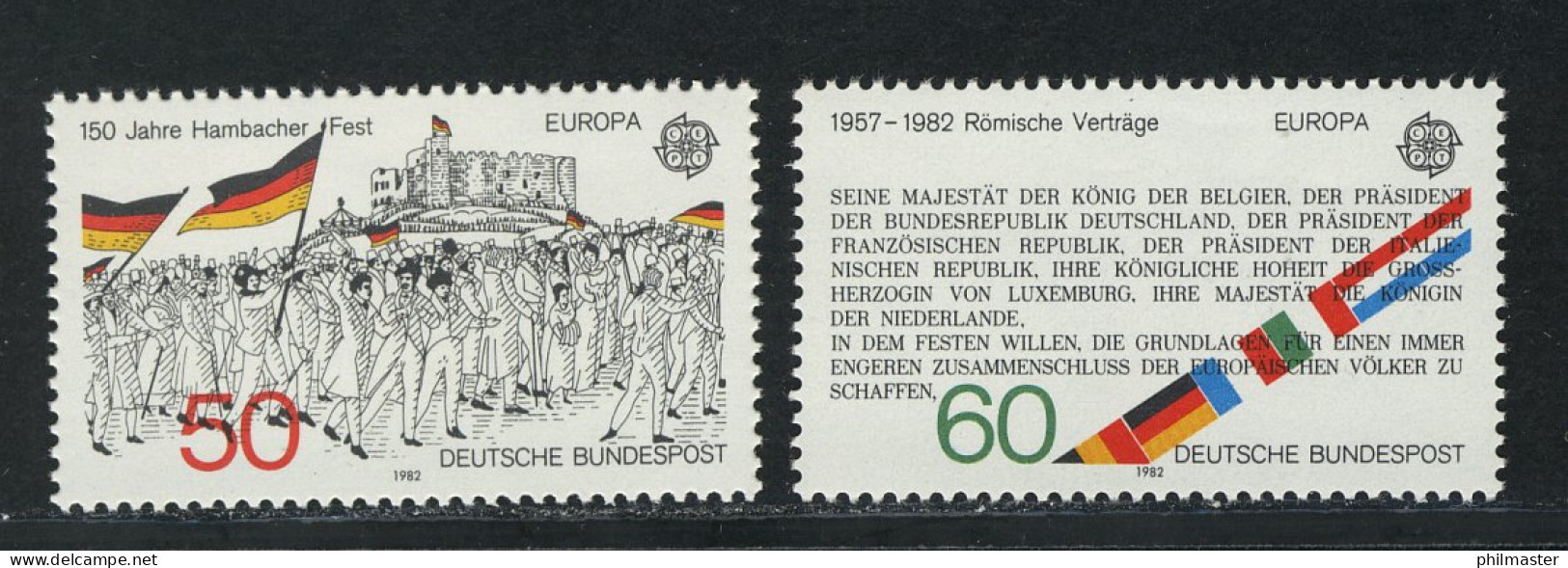 1130-1131 Europa Hambacher Fest, Römische Verträge, Satz Postfrisch ** - Unused Stamps