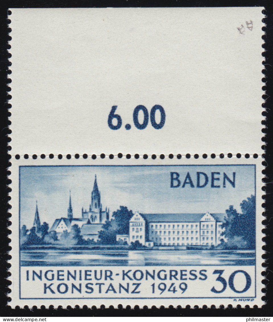 46II Konstanz 1949 Type II Postfrisch Fotoattest Schlegel BPP Einwandfrei ** - Bade