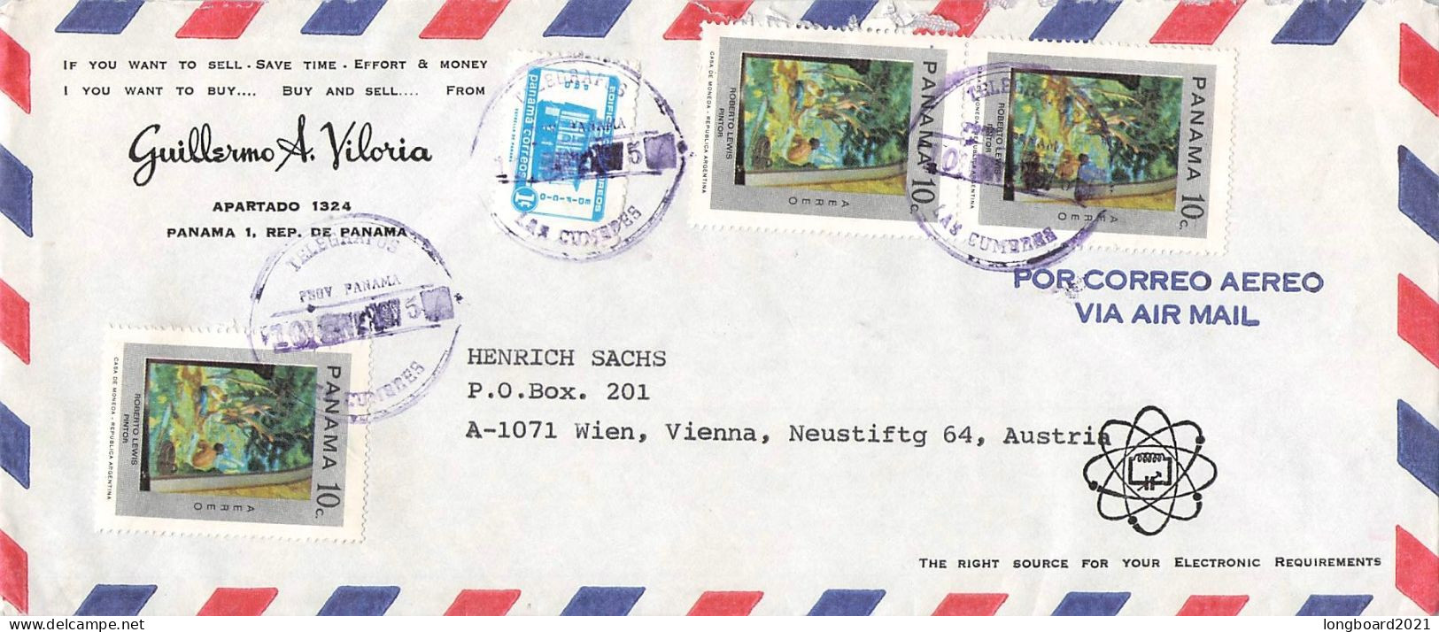 PANAMA - AIRMAIL - VIENNA 1975 / 6200 - Panama