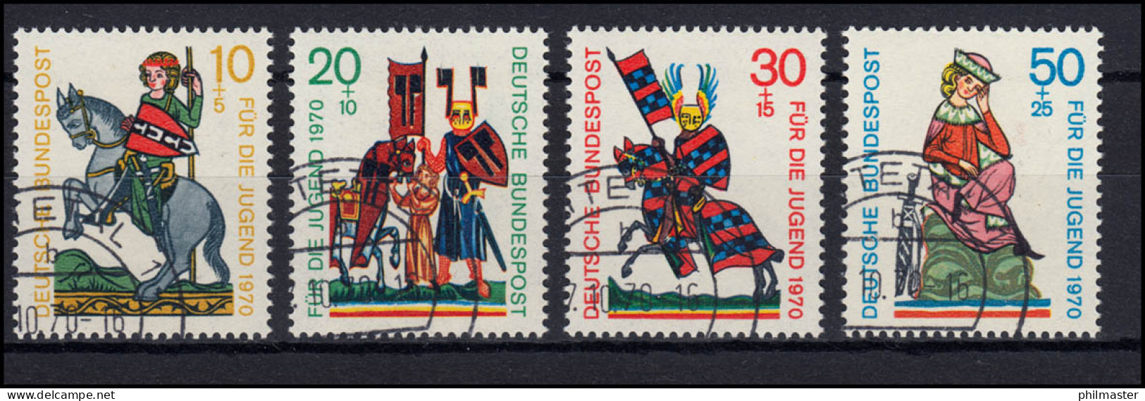 612-615 Jugend Minnesänger 1970: Satz Rundstempel NETTETAL Oktober 1970 - Used Stamps