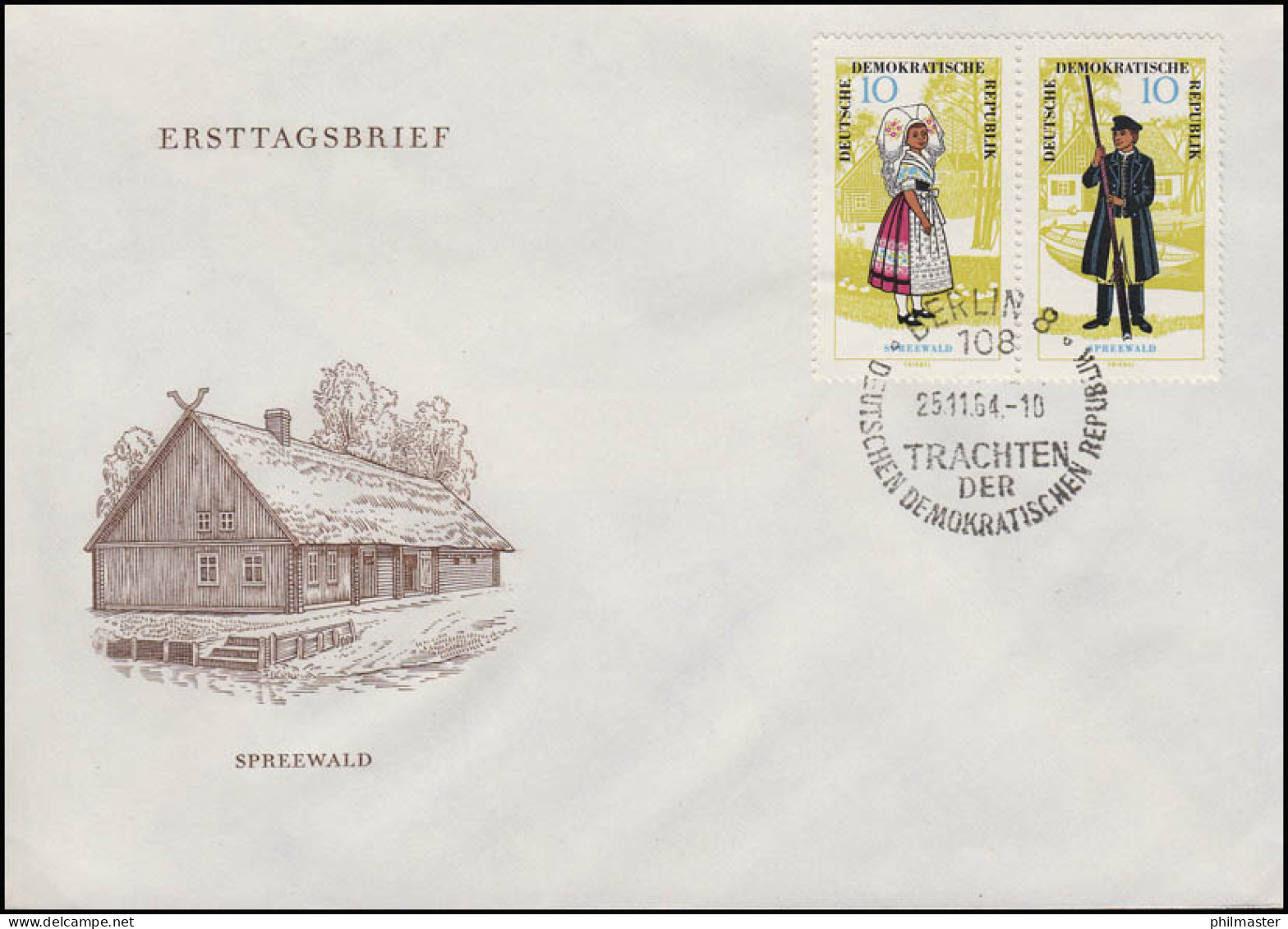 1074-1079 Volkstrachten 1964: 3 Zusammendrucke Auf FDC 1, 2 Und 3 ESSt Berlin - Se-Tenant