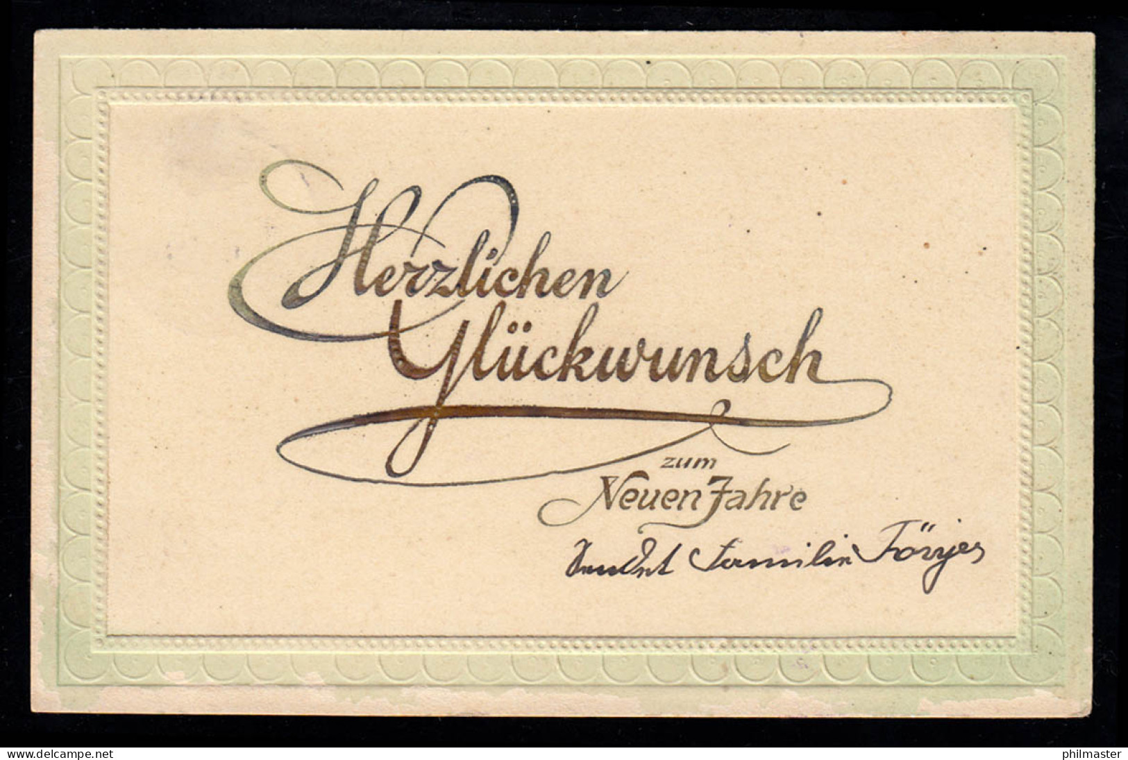 Präge-AK Neujahr: Glückwünsche, NEUENWALDE 31.12.1908  - New Year