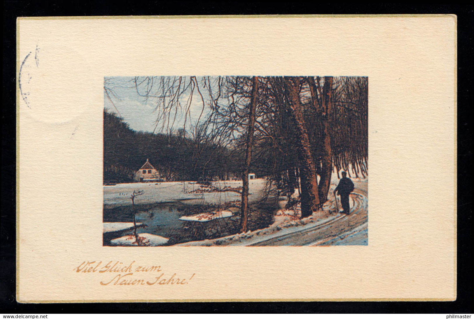 AK Neujahr: Winterlandschaft Mit Teich Und Straße, BONN 31.12.1910 - New Year