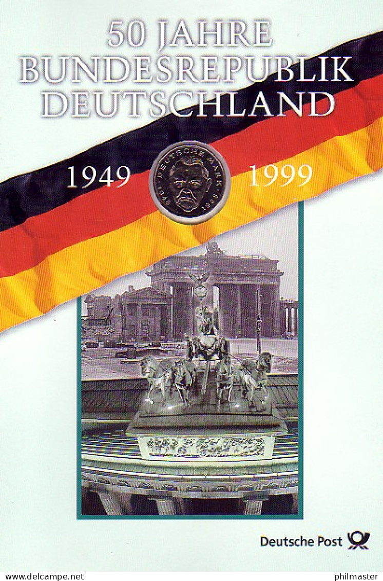 Block 49 Gedenkblatt 50 Jahre Deutschland Mit 2-DM-Gedenkmünze Ludwig Erhard - Enveloppes Numismatiques