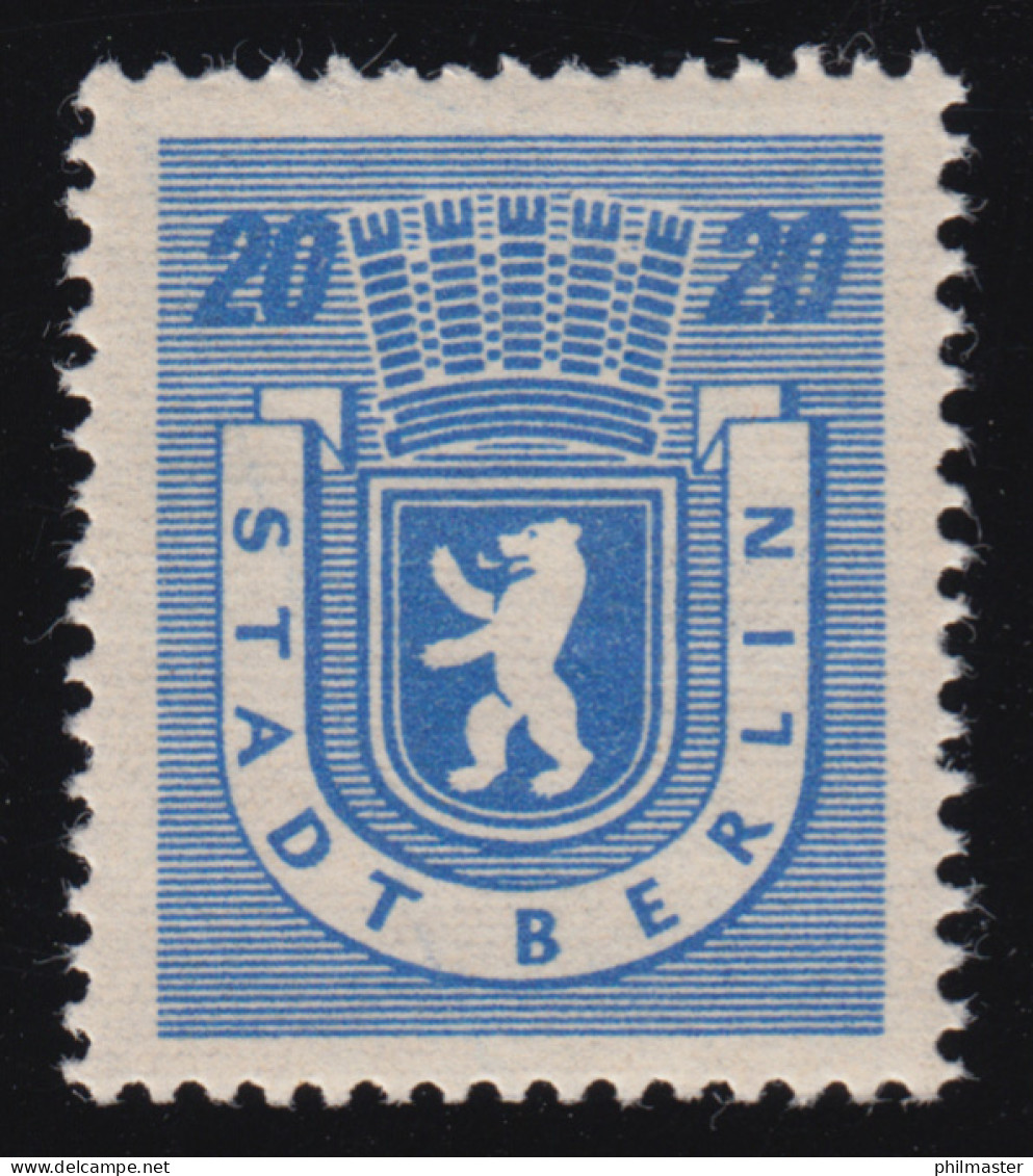 SBZ 6 A Wb Z Berliner Bär 20 Pf, Blau, ** - Neufs