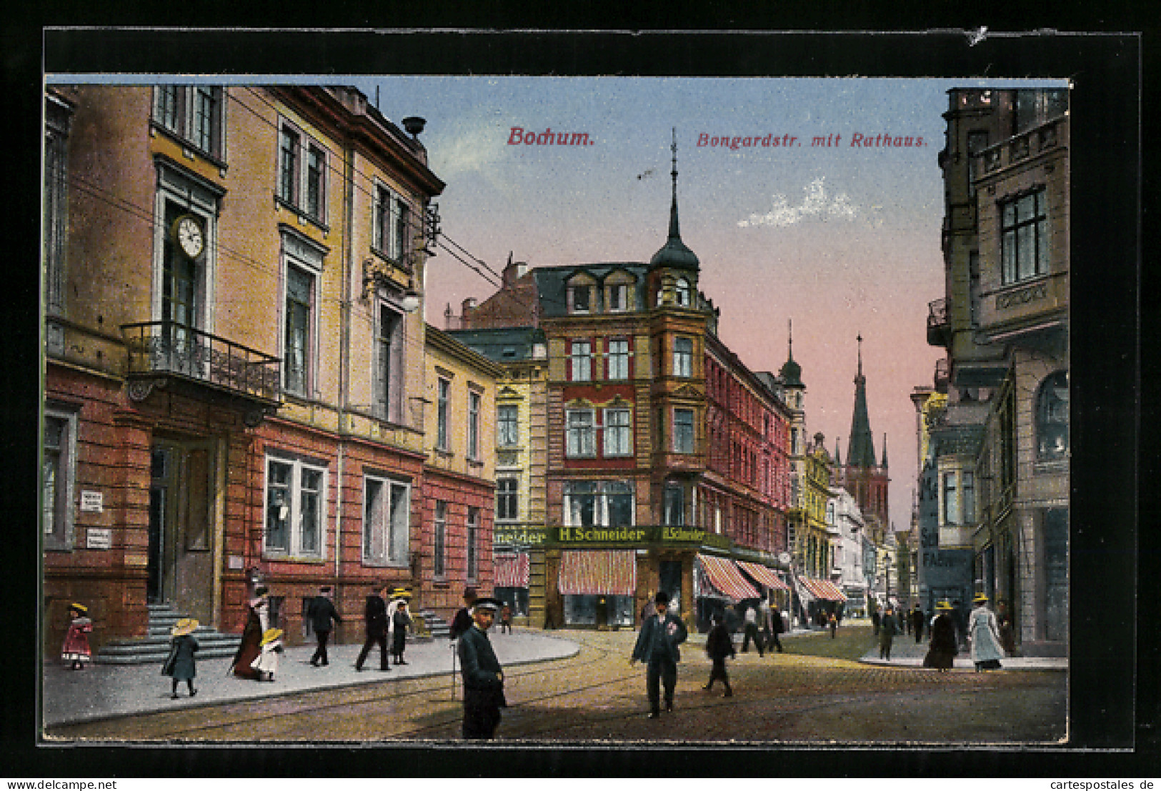 AK Bochum, Bongardstrasse Mit Rathaus Und Passanten  - Bochum