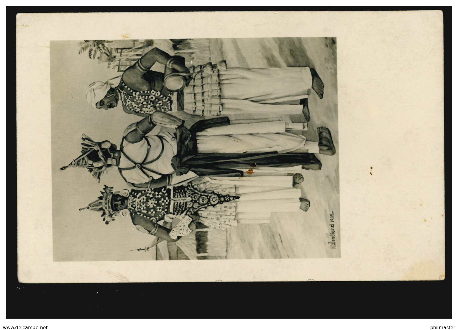 AK Männer In Indischer Tracht Mit Trommel Zeichnung N. Wendlond 1932 Ungebraucht - Costumes