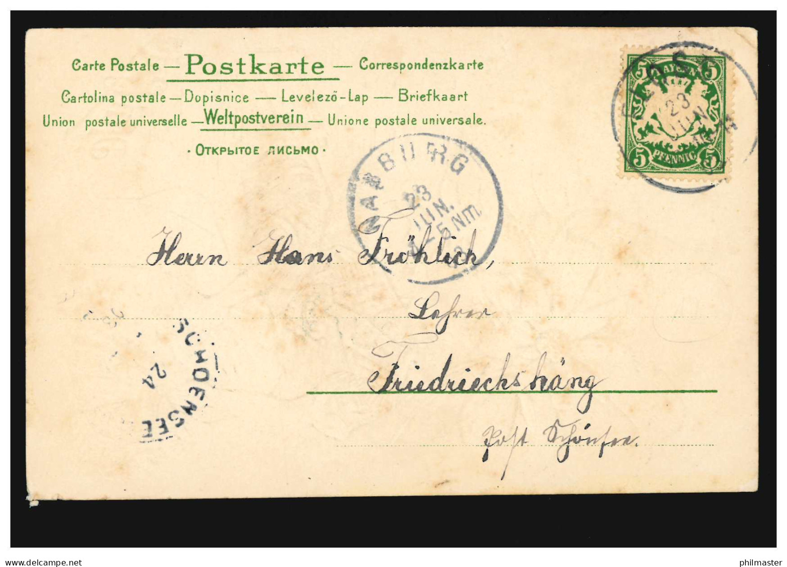 Prägekarte Frau In Bayerischer Tracht Edelweiß Glücksklee, FLOSS 23.6.1903 - Trachten