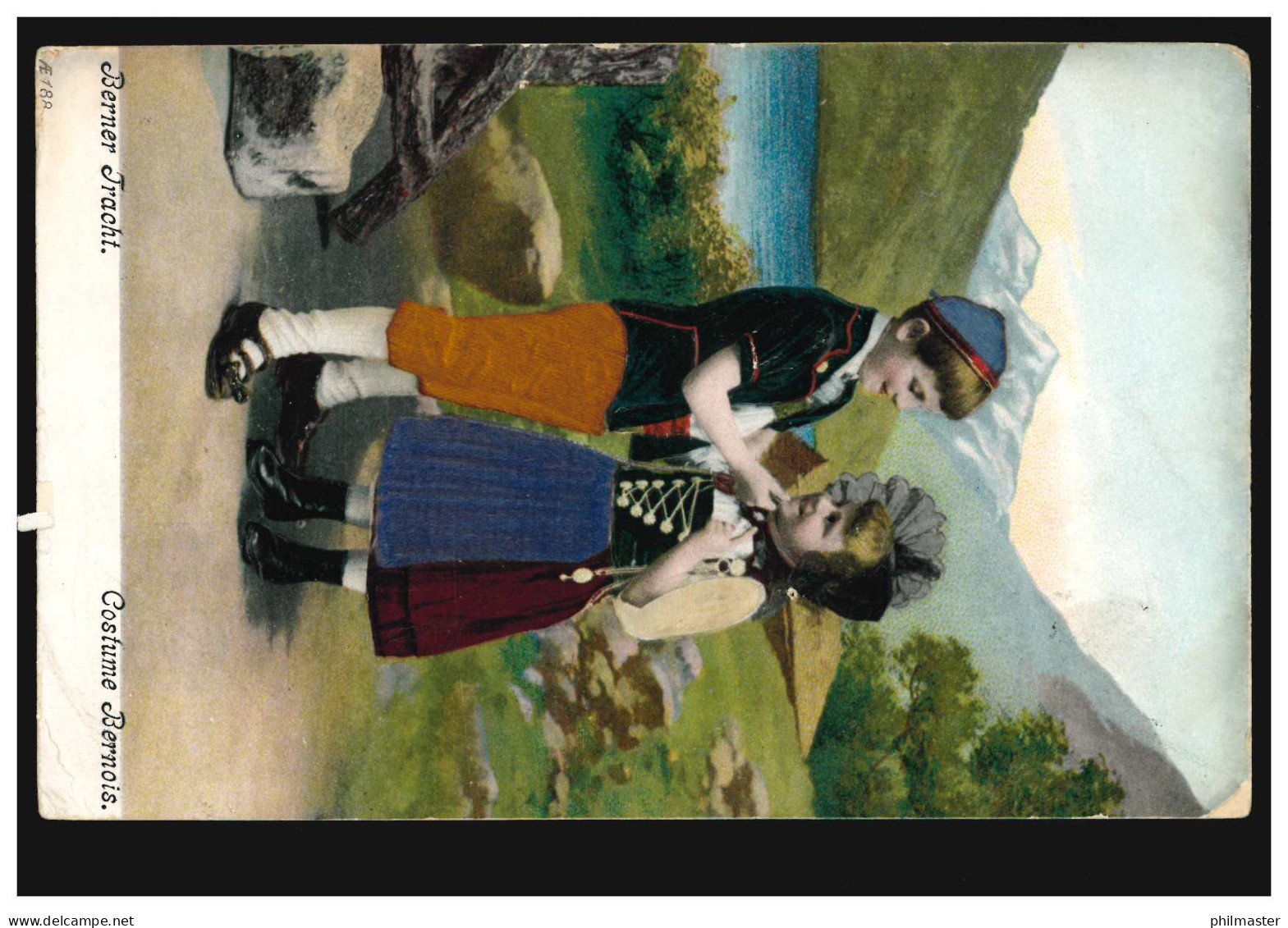 Prägekarte Mädchen Und Junge In Berner Tracht, ZERMATT 9.8.1906 - Costumes