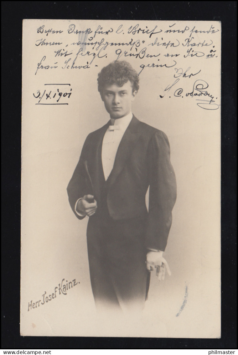 AK Österreichischer Schauspieler Josef Kainz,  Nach WIENER NEUSTADT 4.4.1901 - Altri & Non Classificati