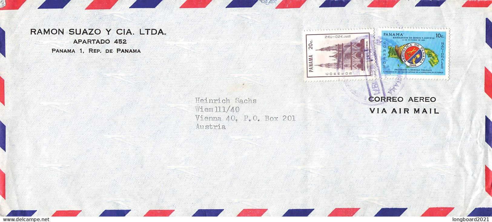 PANAMA - AIRMAIL - VIENNA 1971 / 6201 - Panama