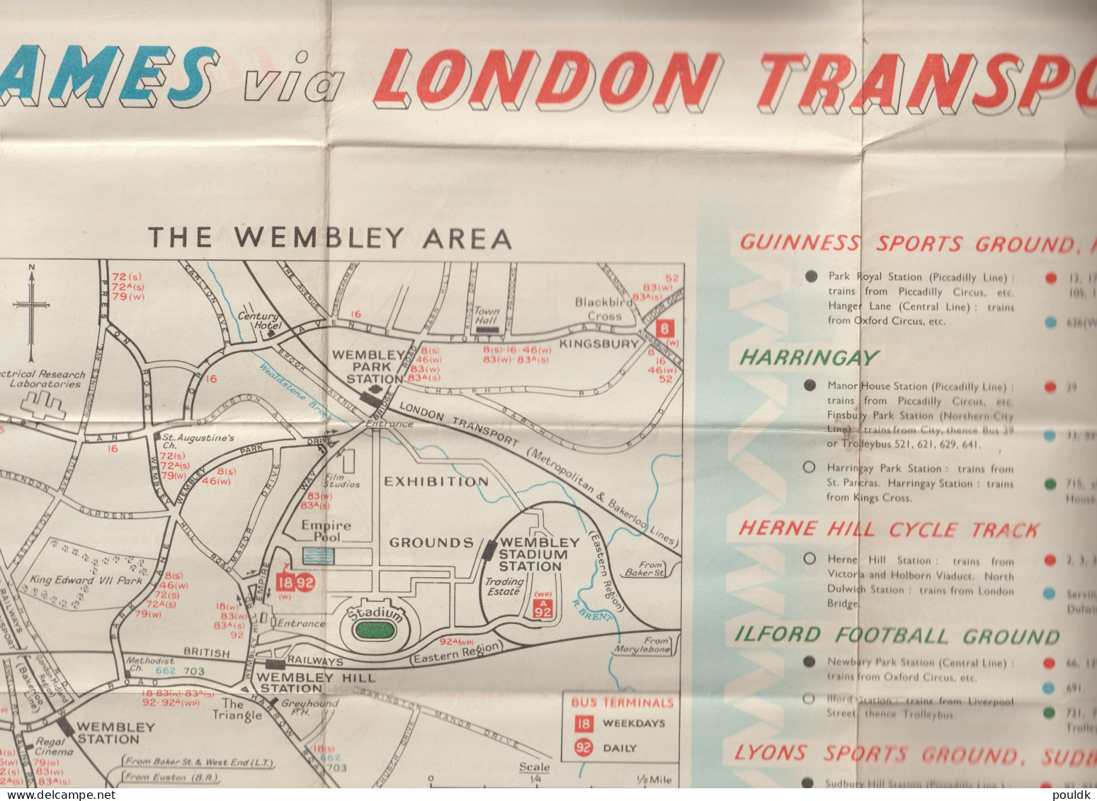 Olympic Games London 1948 - How To Get There By London Transport. Folded Map W/transport Informations. Postal  - Verano 1948: Londres