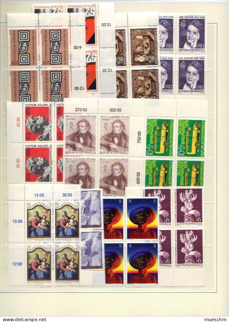 Österreich, Jahrgang 1978, Komplett In Postfr. 4er Blocks, Mi.Nr.1566-1595 (880X) - Cartes Postales