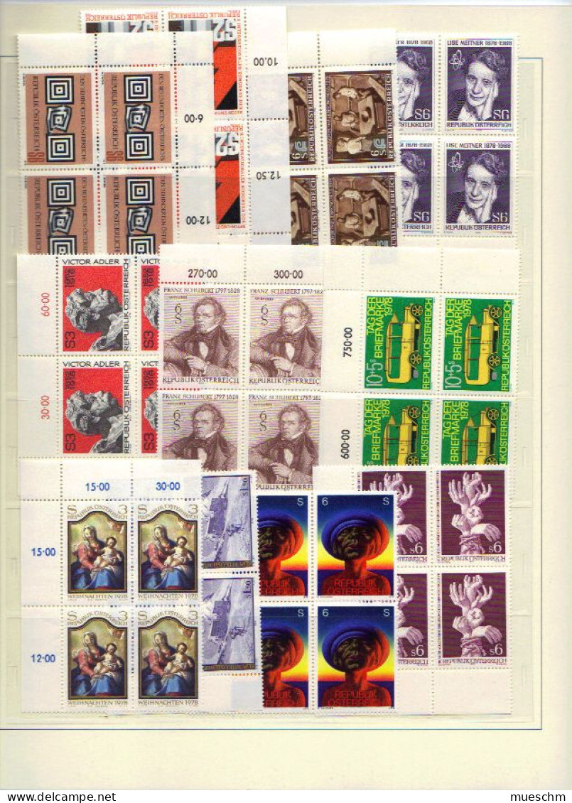 Österreich, Jahrgang 1978, Komplett In Postfr. 4er Blocks, Mi.Nr.1566-1595 (880X) - Postcards