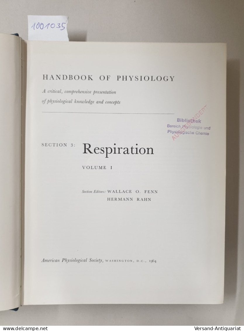 Handbook Of Physiology : Section 3 : Respiration : Volume 1 : - Otros & Sin Clasificación