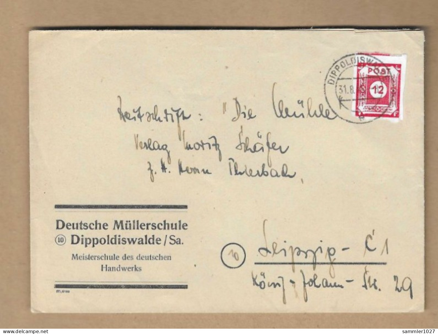 Los Vom 19.04 - Heimatbeleg Aus Dippoldiswalde Nach Leipzig 1945 - Lettres & Documents