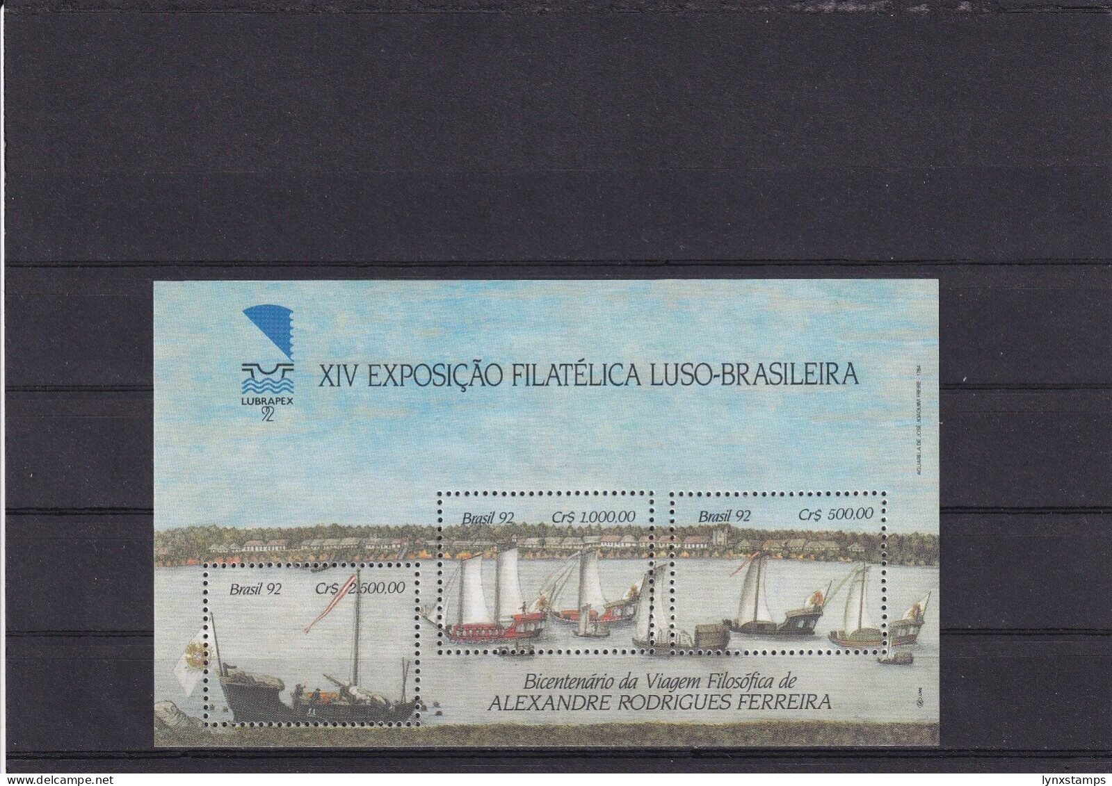 SA06 Brazil 1992 Stamp Exhibition Lubrapex '92 - Sails Minisheet - Neufs