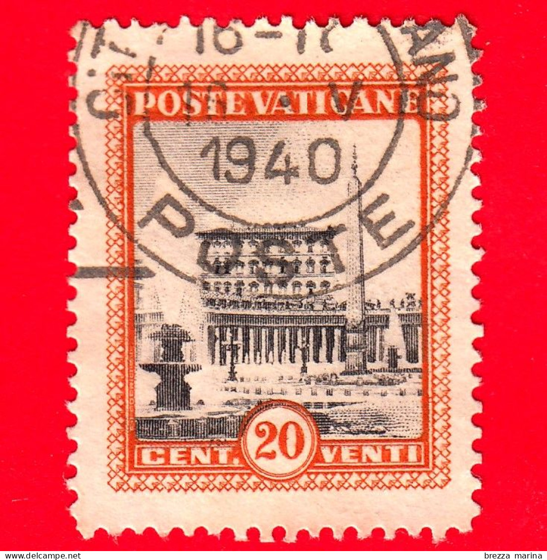 VATICANO - Usato - 1933 - Giardini E Medaglioni - Piazza San Pietro Con Il Palazzo Apostolico - 20 C. - Used Stamps