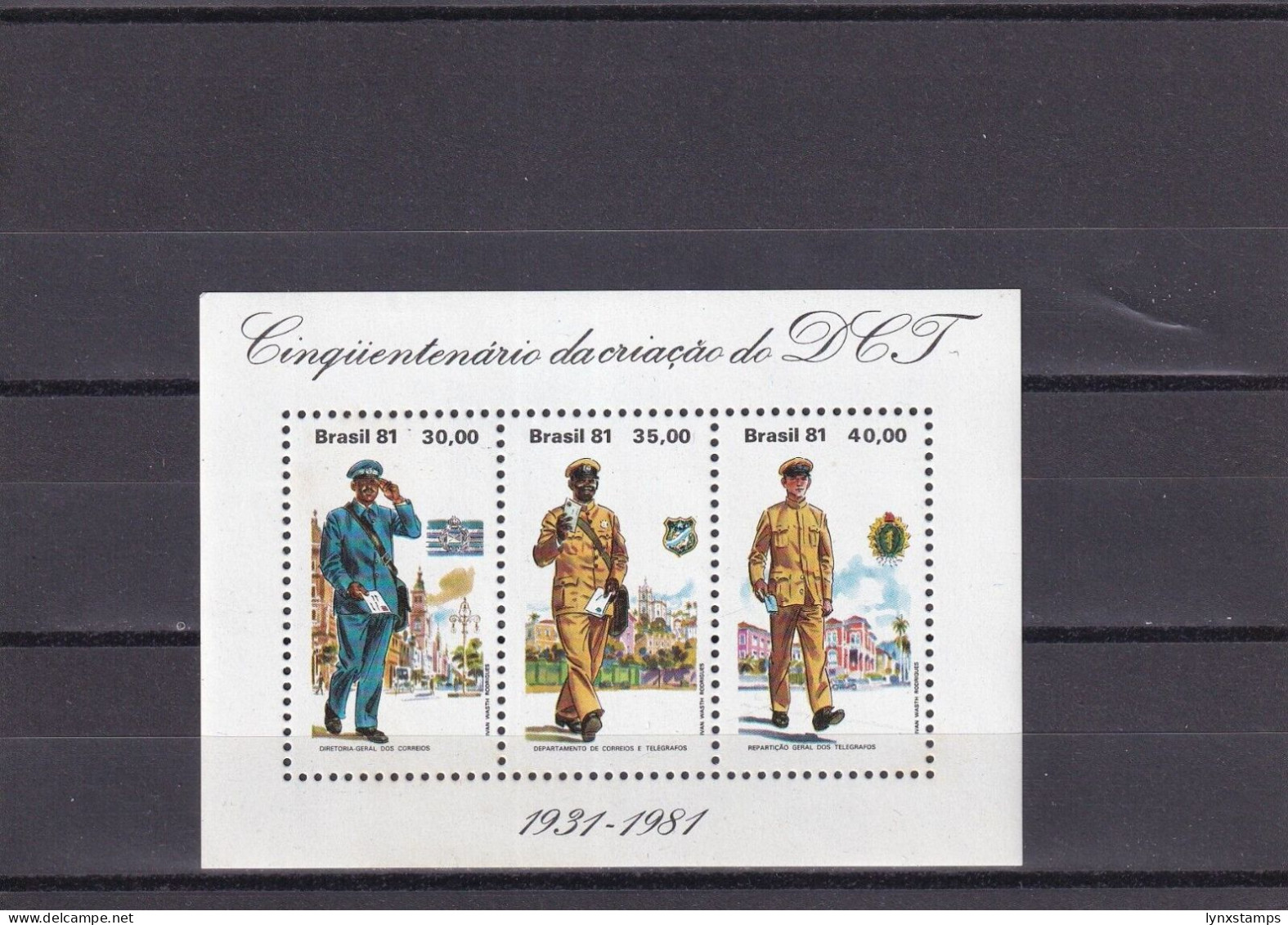 SA06 Brazil 1981 50th Anniv Integrated Post Office And Telegraph Dep. Minisheet - Neufs