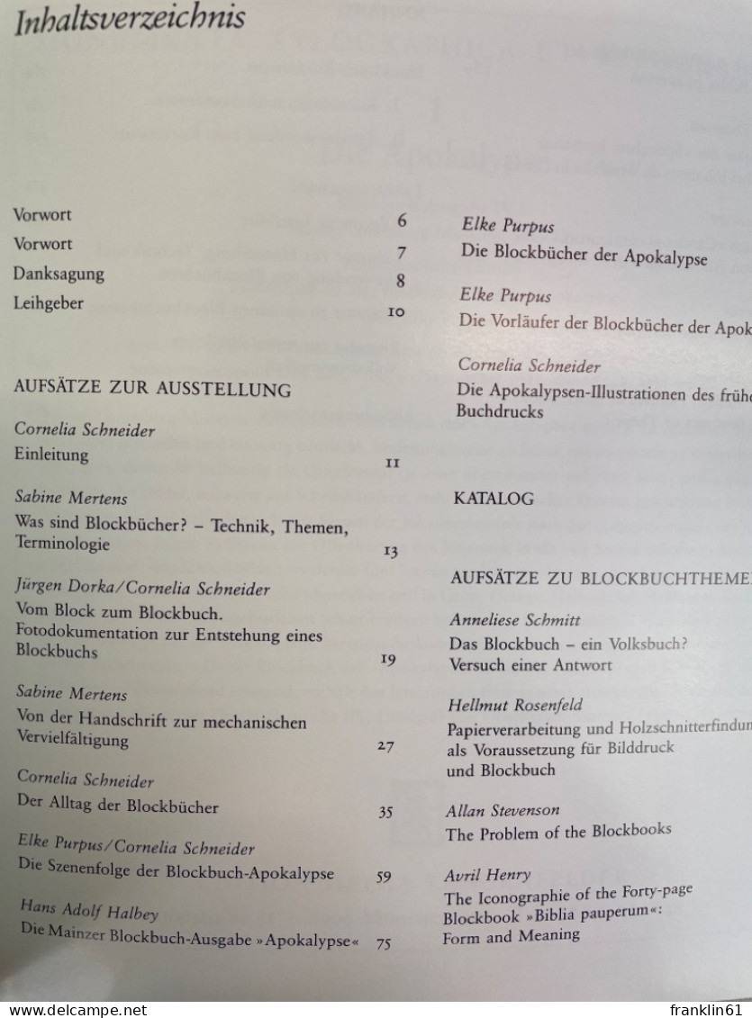Blockbücher Des Mittelalters : Bilderfolgen Als Lektüre ; Gutenberg-Museum, Mainz, 22. Juni 1991 Bis 1. Sept - Autres & Non Classés