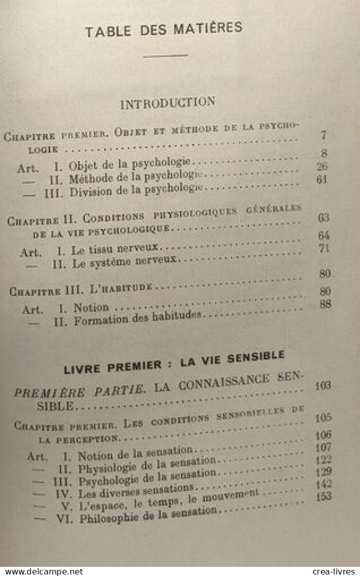 Traité De Philosophie - II - Psychologie - 7e édition Revue Et Mise à Jour - Psychology/Philosophy