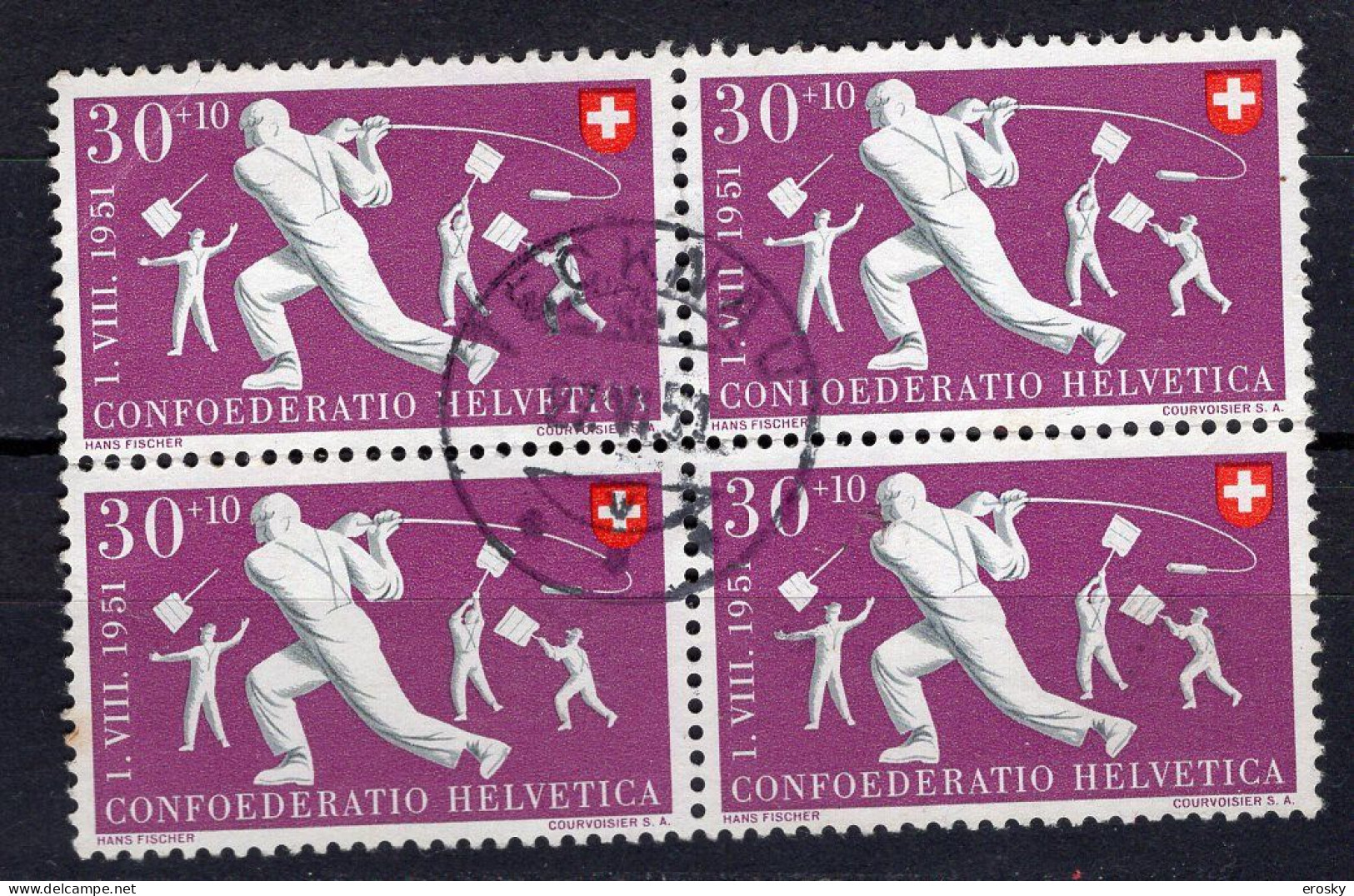T3120 - SUISSE SWITZERLAND Yv N°510 Pro Patria Fete Nationale Bloc - Used Stamps