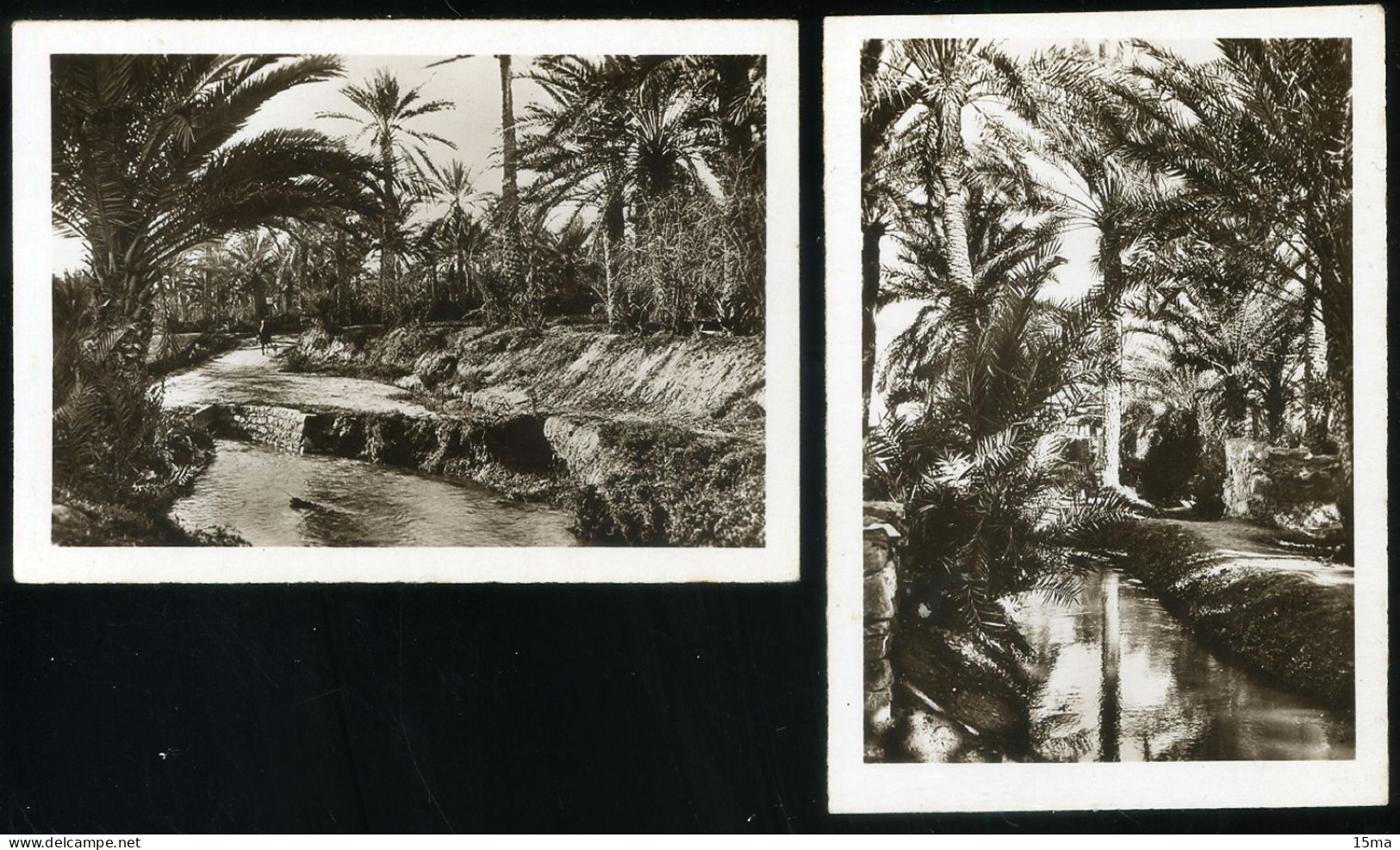 Teboulbou Gabes Oasis Canal D'irigation Lot De 2 Petites Photos 6 X 9 Cm - Afrika