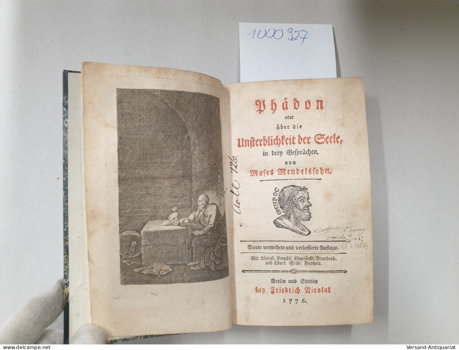 Phädon Oder über Die Unsterblichkeit Der Seele, In Drey Gesprächen. - Sonstige & Ohne Zuordnung