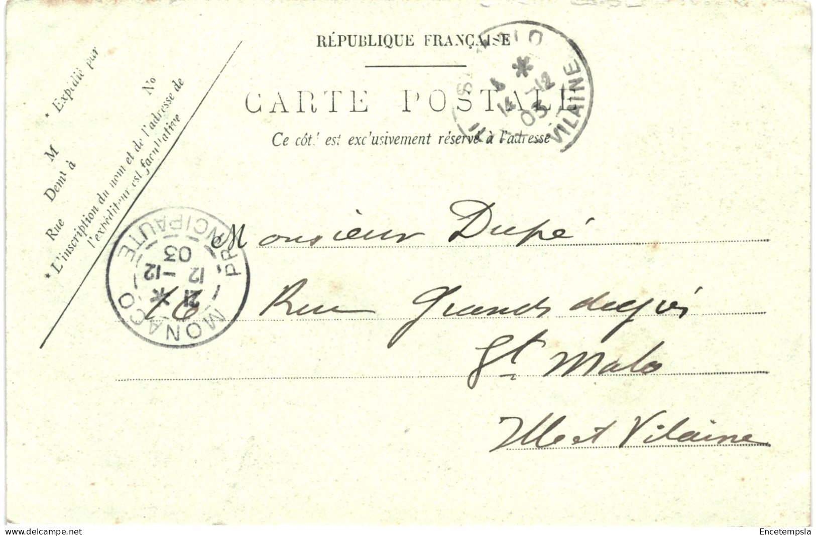 CPA Carte Postale  Monaco Monte-Carlo Le Ravin 1903  VM79805 - Monte-Carlo