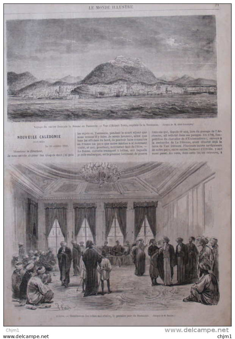 Égypte - Distribution Des Robes Aux Cheiks, Le Premier Jour Du Ramadan - Hobart Town, Capitale - Page Original 1870 - Documents Historiques