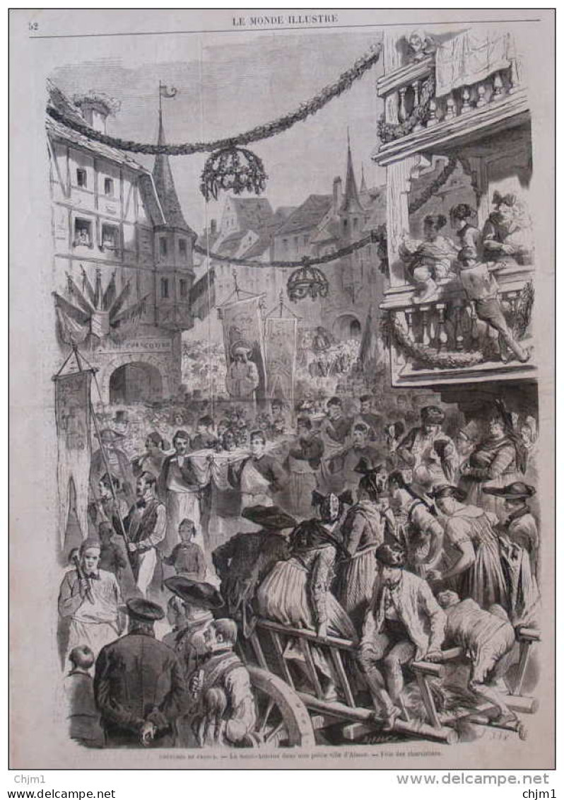 Coutumes De France - La Saint-Antoine Dans Une Petite Ville D'Alsace - Fête Des Charcutiers - Page Original 1870 - Documents Historiques