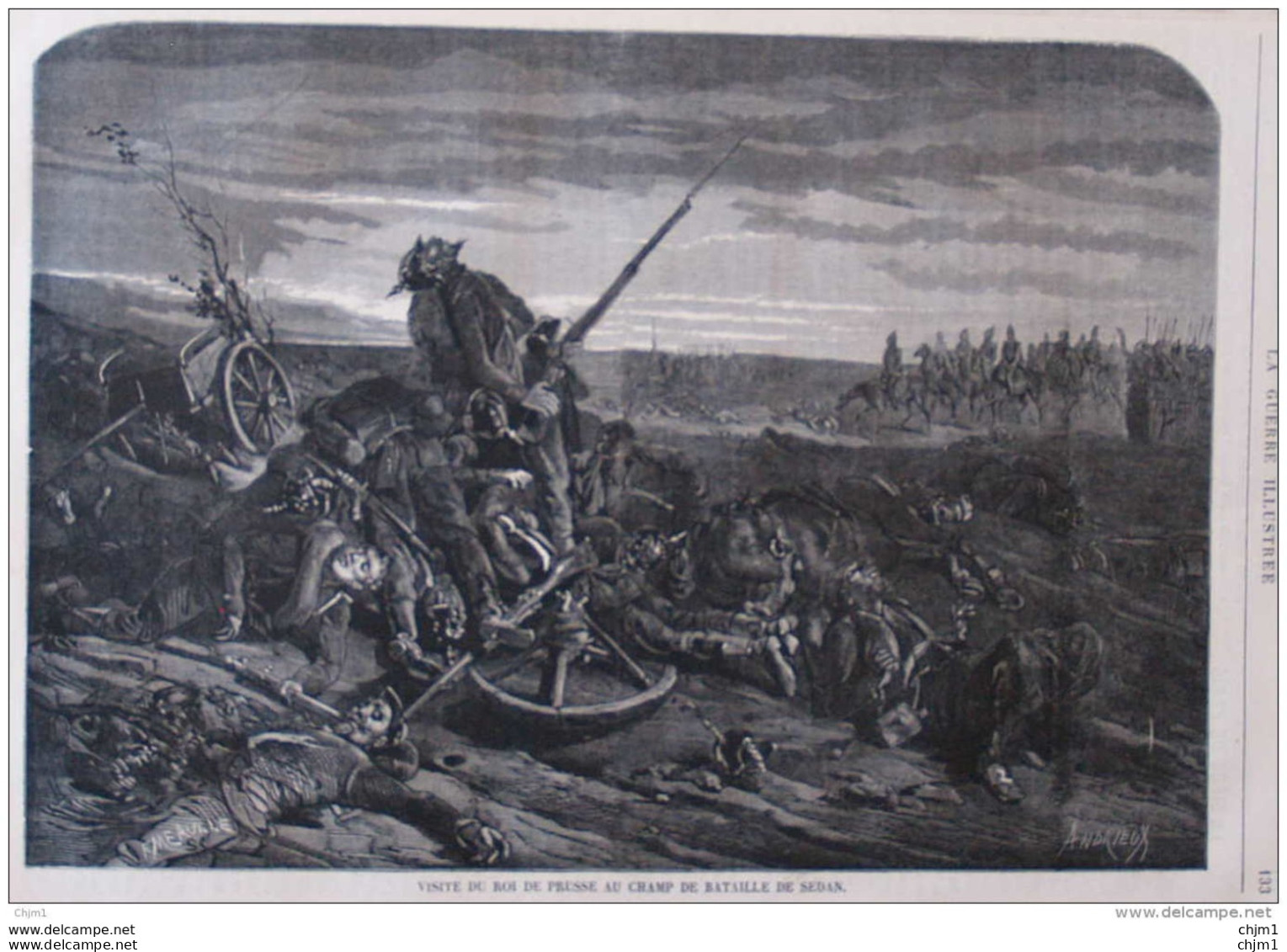 Visite Du Roi De Prusse Au Champ De Bataille De Sedan - Page Original - 1870 - Documents Historiques