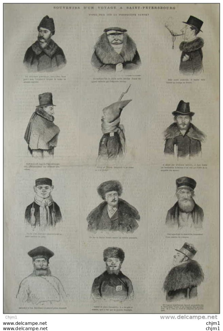 Souvenirs D'un Voyage à Saint-Pétersbourg -  Petit Crevé Moscovite - Le Cocher -  Page Original 1870 - Historical Documents
