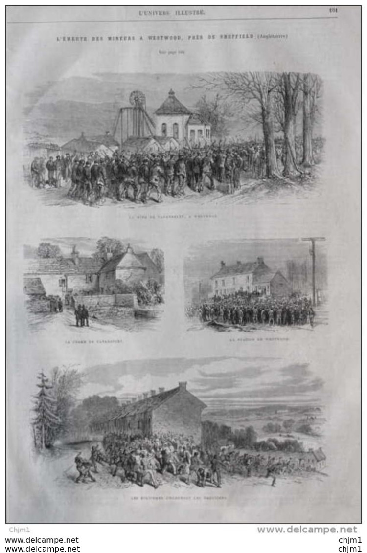 L'émeute Des Mineurs à Westwood Près De Sheffield - La Mine De Tankersley -  Page Original 1870 - Historical Documents