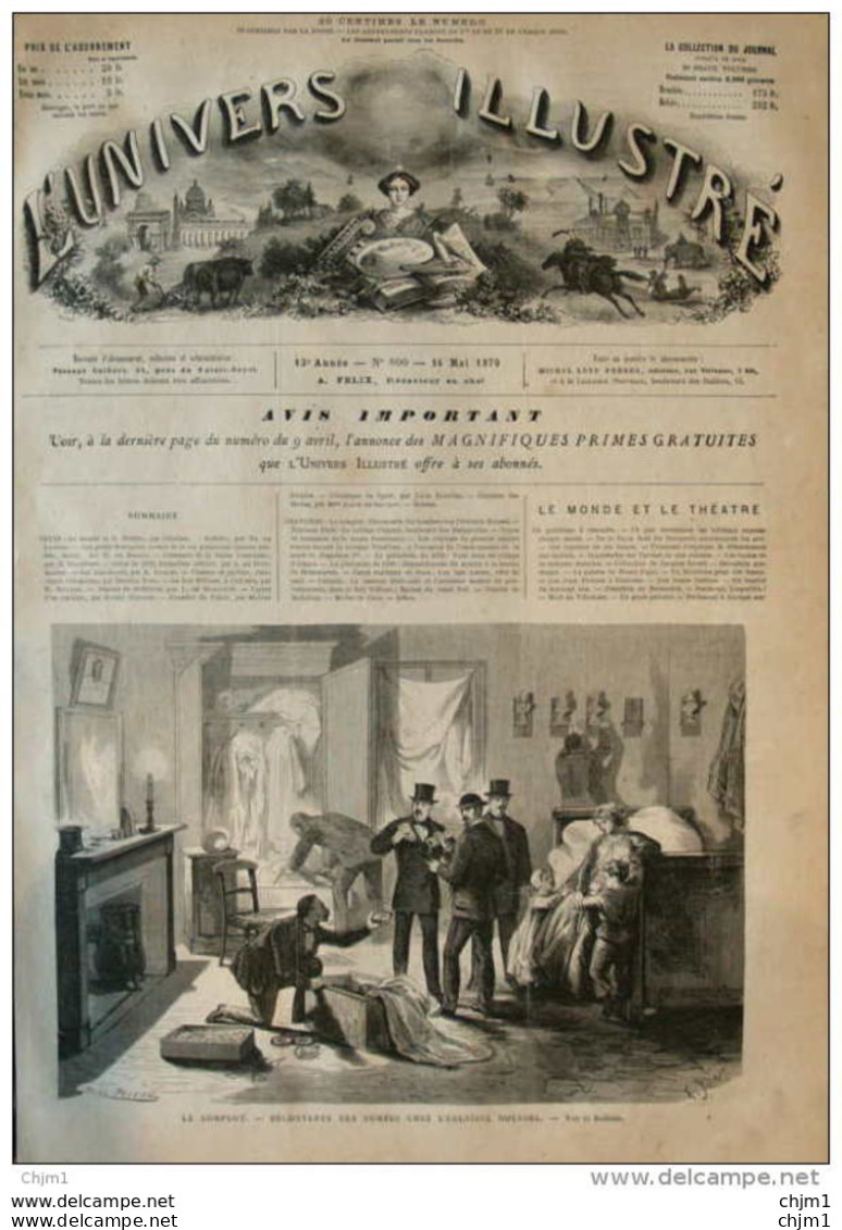 Le Complot - Découverte Des Bombes Chez L'ébéniste Roussel -  Page Original 1870 - Historische Dokumente