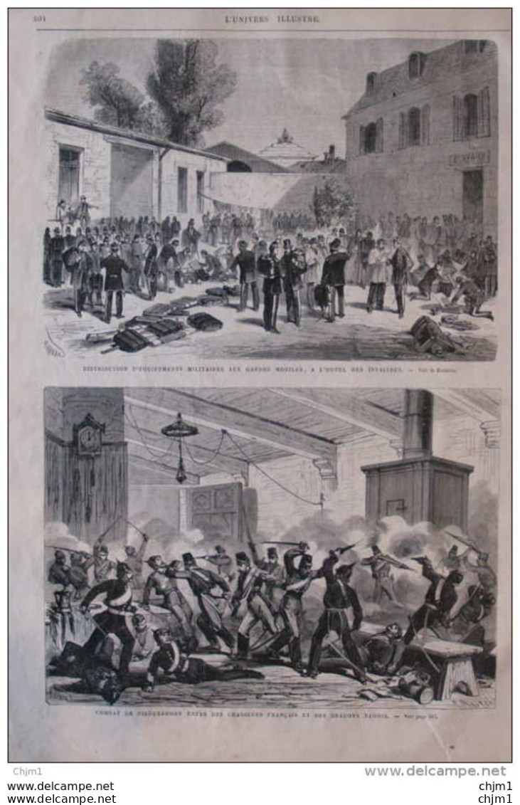 Combat De Niederbronn Entre Des Chasseurs Francais Et Des Dragons Badois - Page Original 1870 - Historical Documents