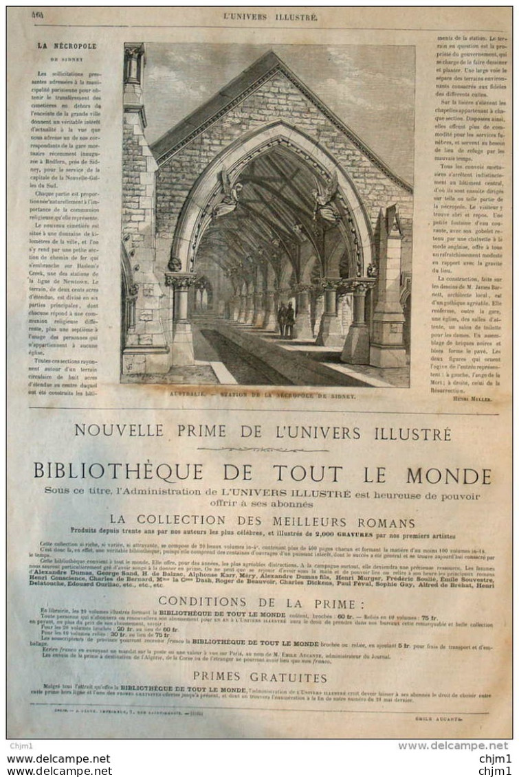 Australie - Station De La Nécropole De Sidney -  Page Original 1870 - Historical Documents