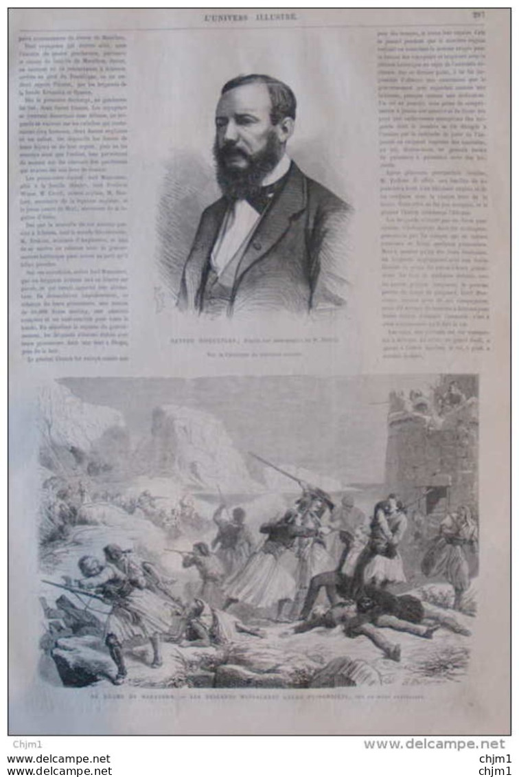 Nestor Roqueplan - La Drame De Marathon, Les Brigands Massacrant Leurs Prisonniers -  Page Original 1870 - Historische Dokumente