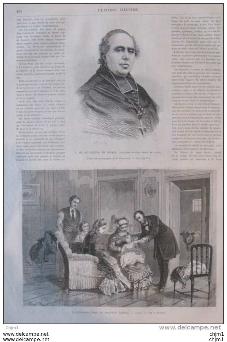 S. Em. Le Cardinal De Bonald, Archevèque De Lyon - Vaccination Chez Le Docteur Lanoix à Paris -  Page Original 1870 - Historische Dokumente