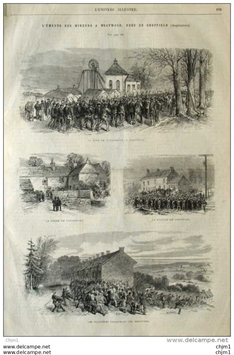 L'émeute Des Mineurs à Westwood - La Mine De Tankersley à Westwood -  Page Original 1870 - Historische Dokumente