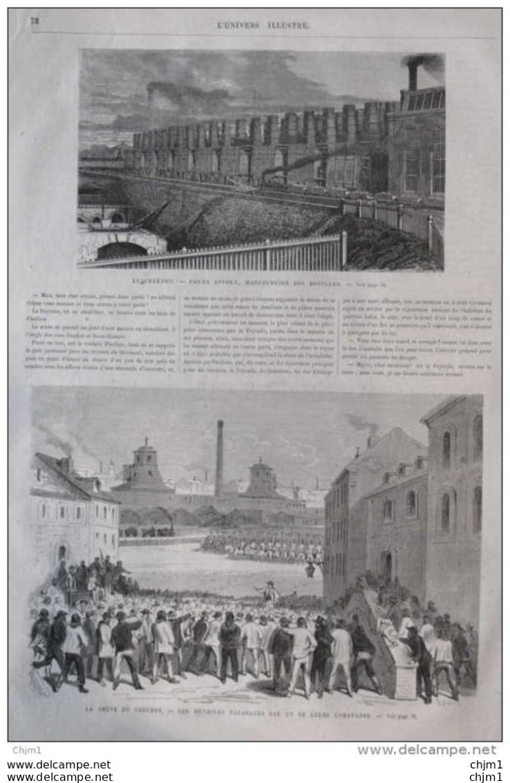 La Grève Du Creuzot - Les Ouvriers Harangués Par Un De Leurs Camarades -  Page Original 1870 - Historische Dokumente